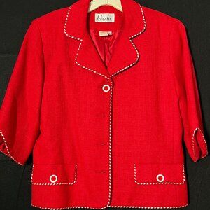 Blushe Impressions Women's Red Jacket Size 6 Vintage Threaded Stitching Hepburn